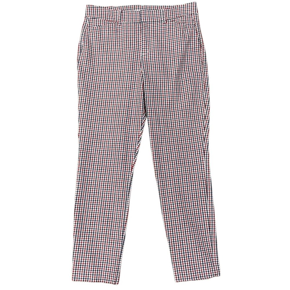 Retro-Inspired Old Navy Red White Blue Plaid Stretch Ankle Pants Size 10